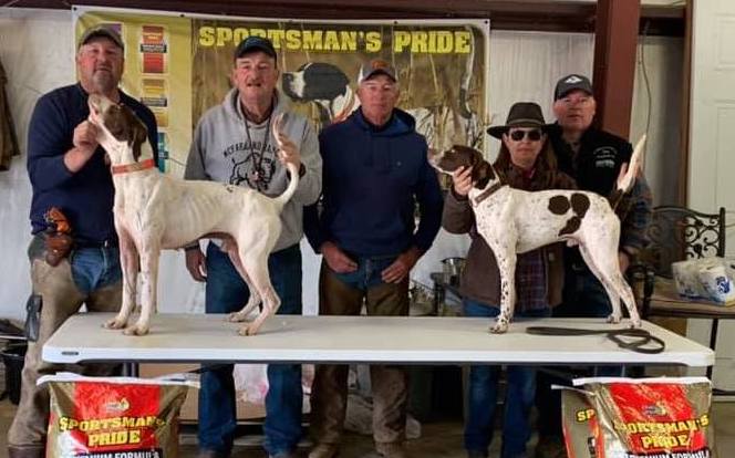 The Winners. From left: Shawn Kinkelaar and Steve Hurdle with Chelsea's Thunderbolt, Daniel Bolden, judge; Caroline Leonard with Seekin A Thrill, and handler Ross Leonard